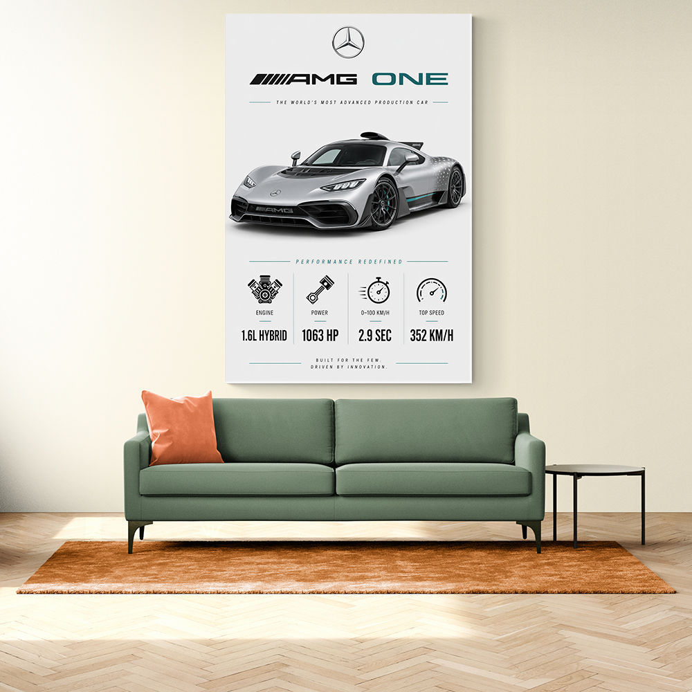AMG One Silver Hypercar Stats Art Print  