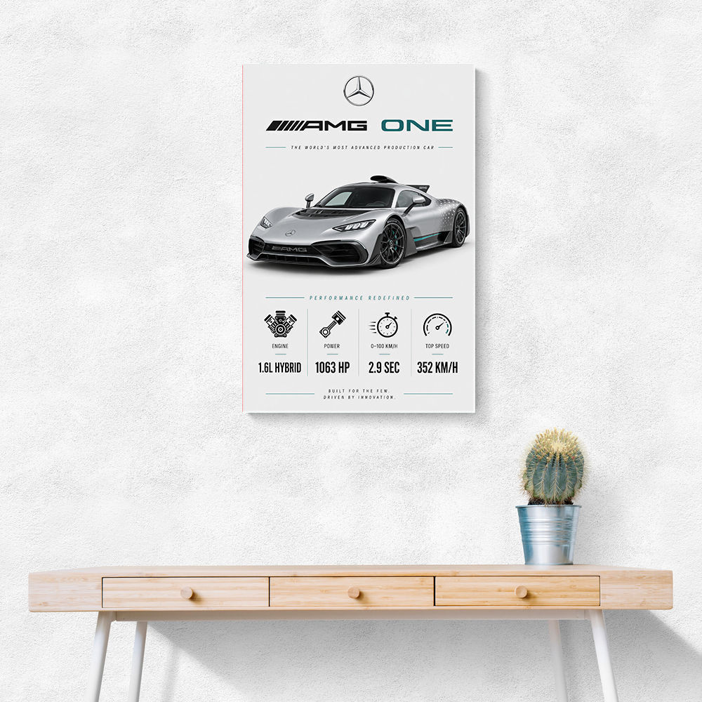AMG One Silver Hypercar Stats Art Print  