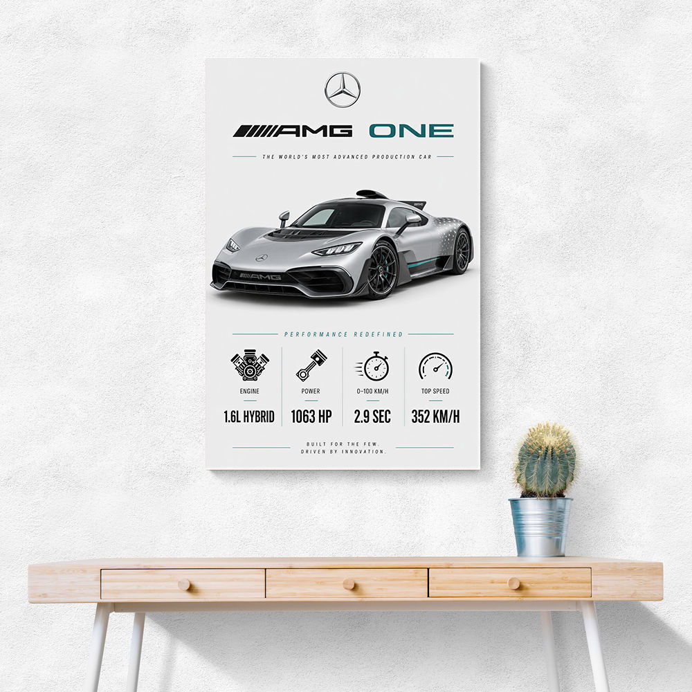 AMG One Silver Hypercar Stats Art Print  