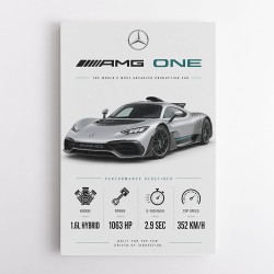 AMG One Silver Hypercar Stats Art Print  