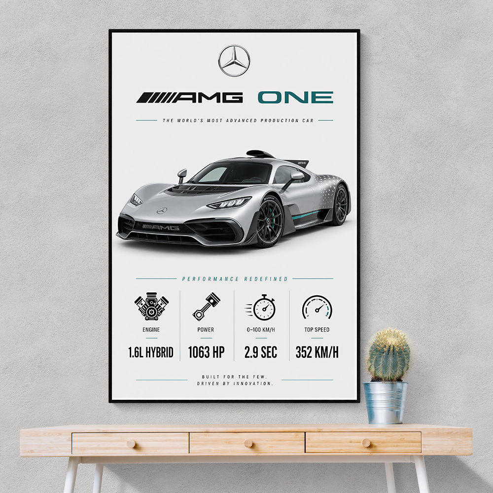 AMG One Silver Hypercar Stats Art Print  