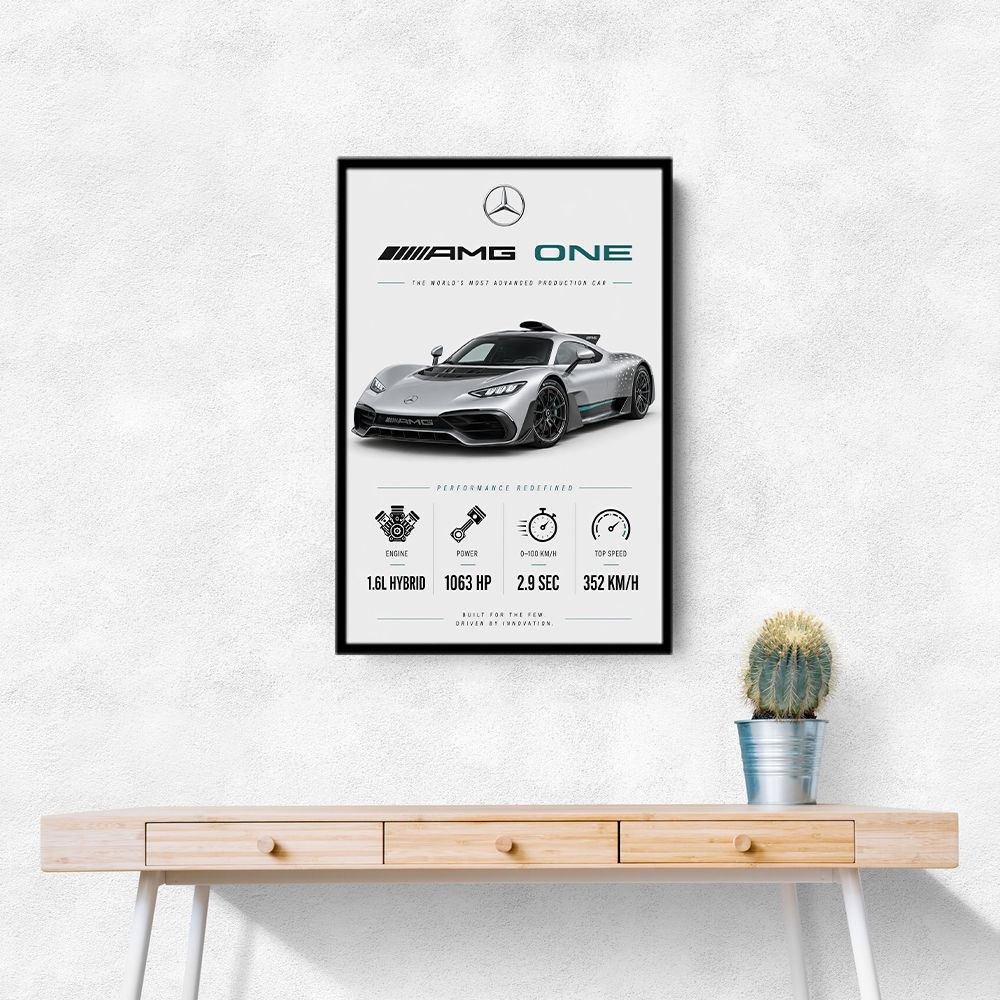 AMG One Silver Hypercar Stats Art Print  