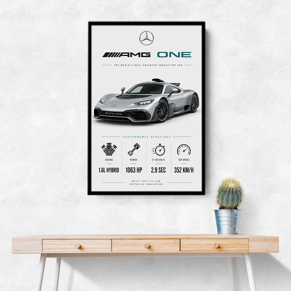 AMG One Silver Hypercar Stats Art Print  