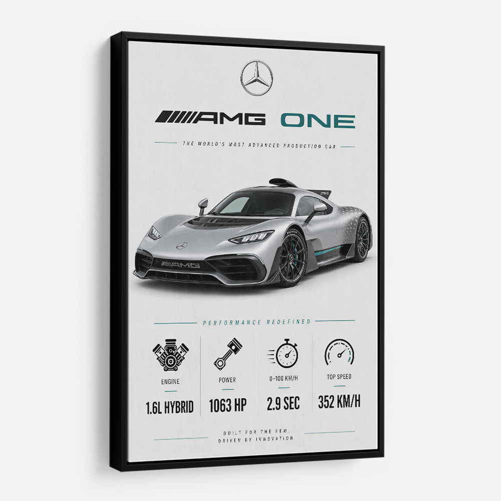 AMG One Silver Hypercar Stats Art Print  