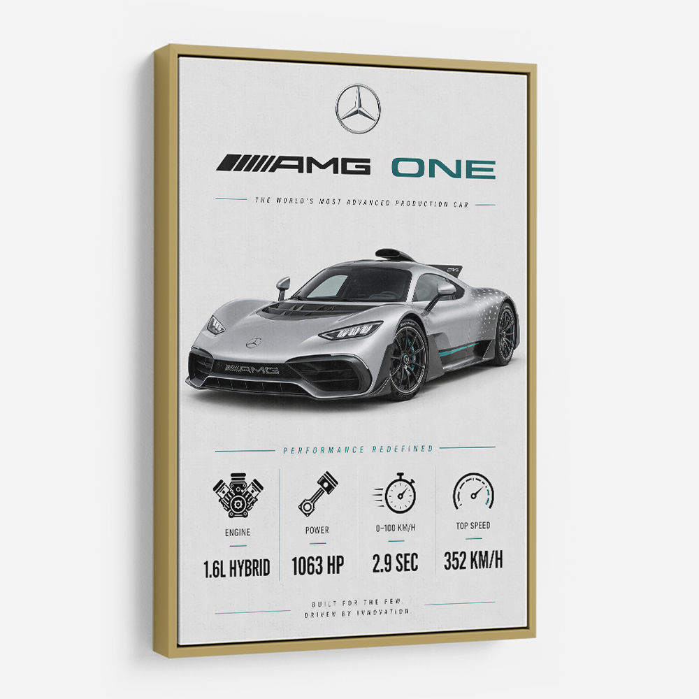 AMG One Silver Hypercar Stats Art Print  