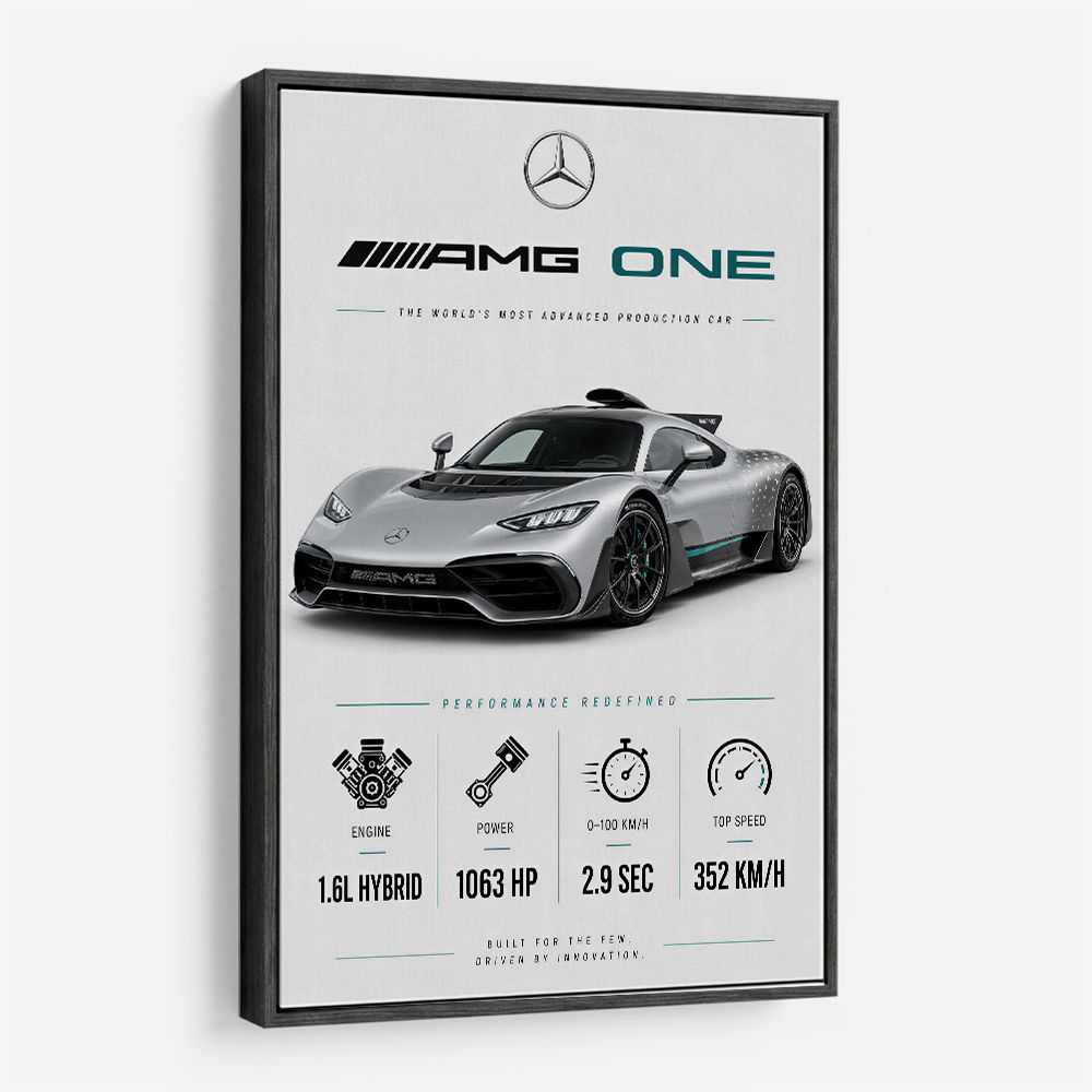AMG One Silver Hypercar Stats Art Print  