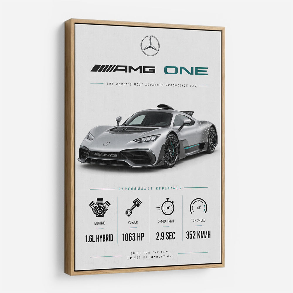 AMG One Silver Hypercar Stats Art Print  