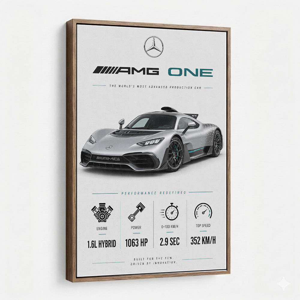 AMG One Silver Hypercar Stats Art Print  