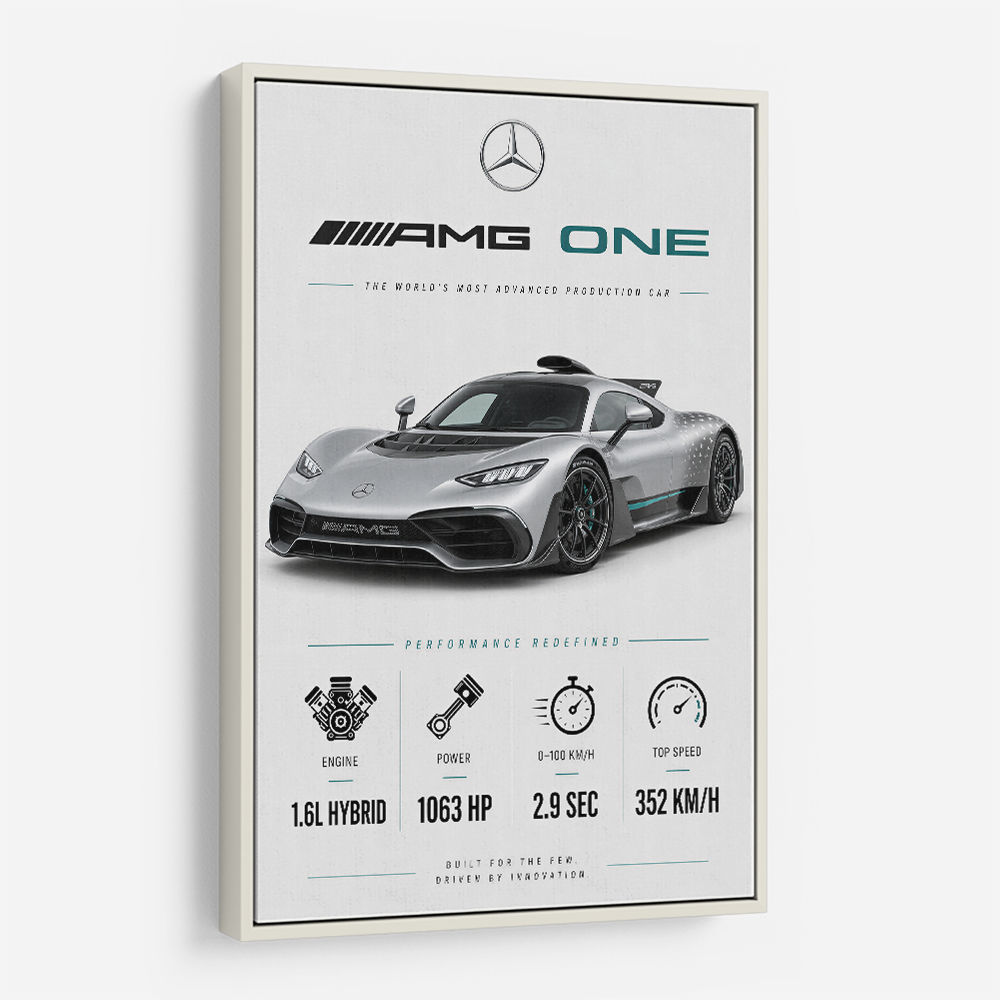 AMG One Silver Hypercar Stats Art Print  