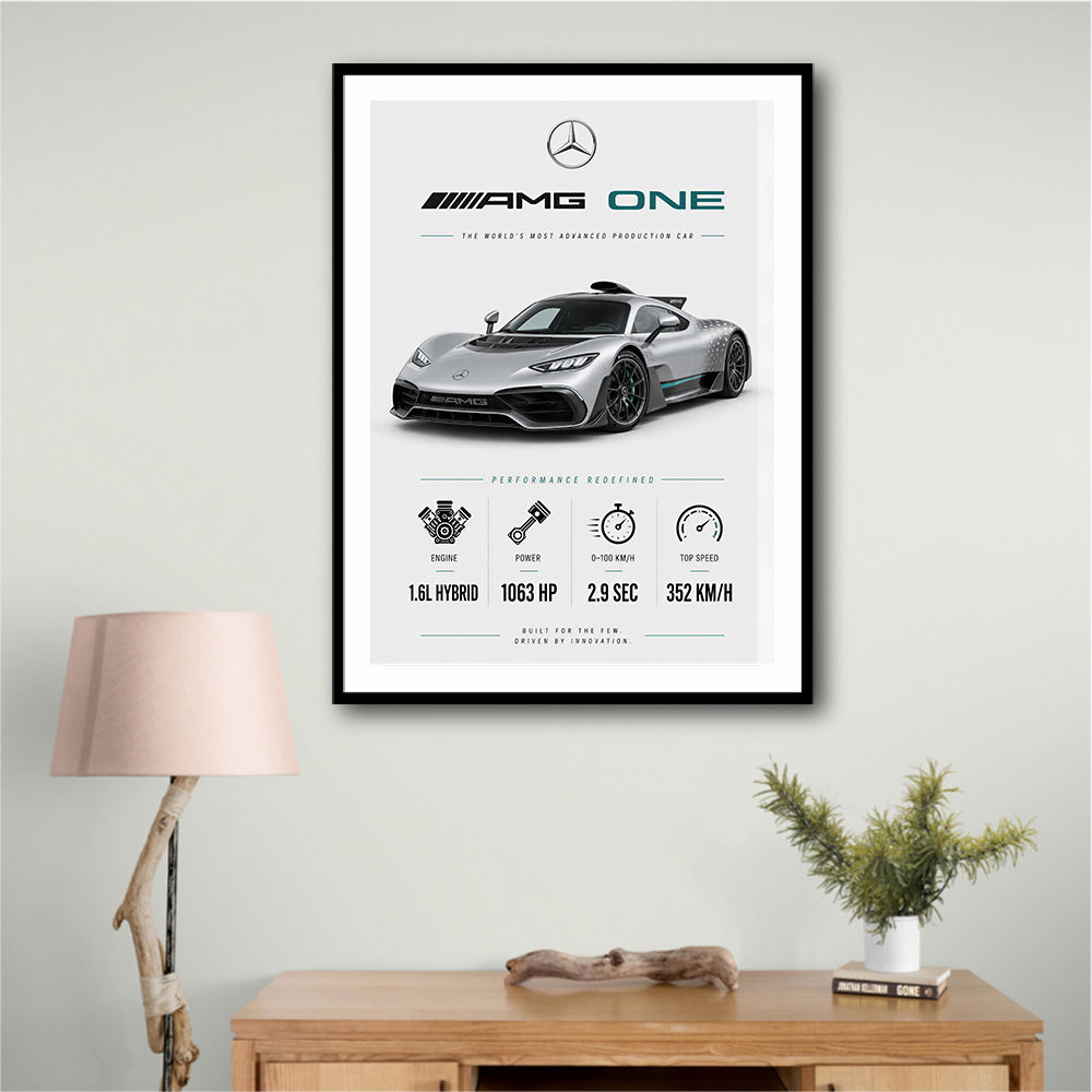 AMG One Silver Hypercar Stats Art Print  