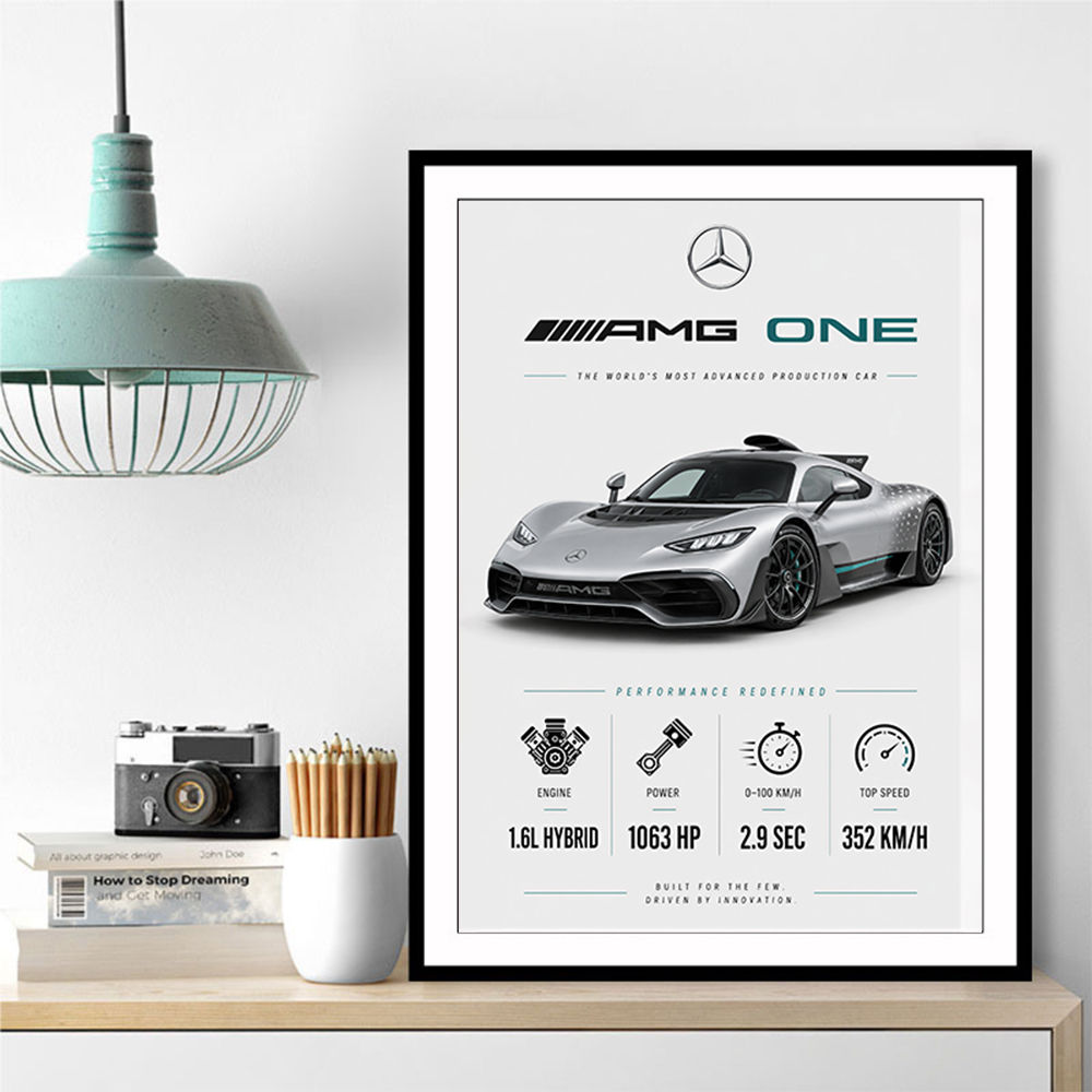 AMG One Silver Hypercar Stats Art Print  