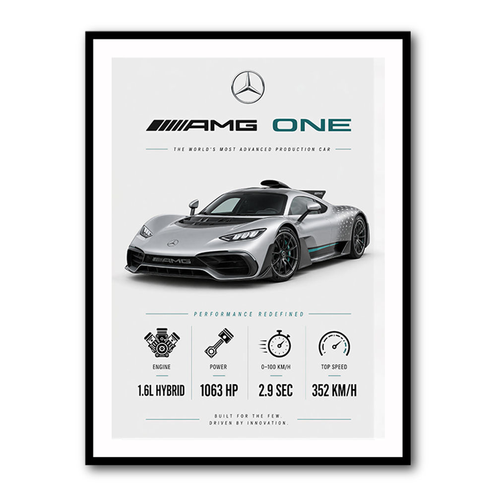 AMG One Silver Hypercar Stats Art Print  
