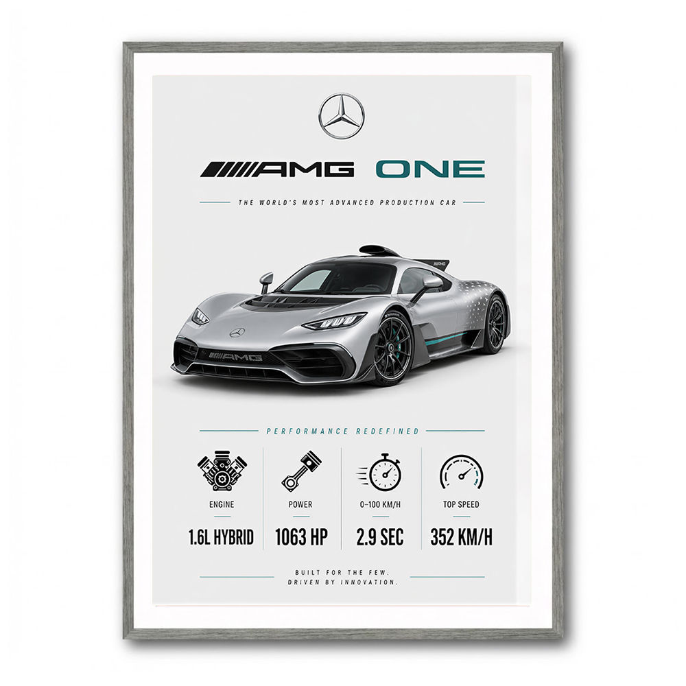 AMG One Silver Hypercar Stats Art Print  
