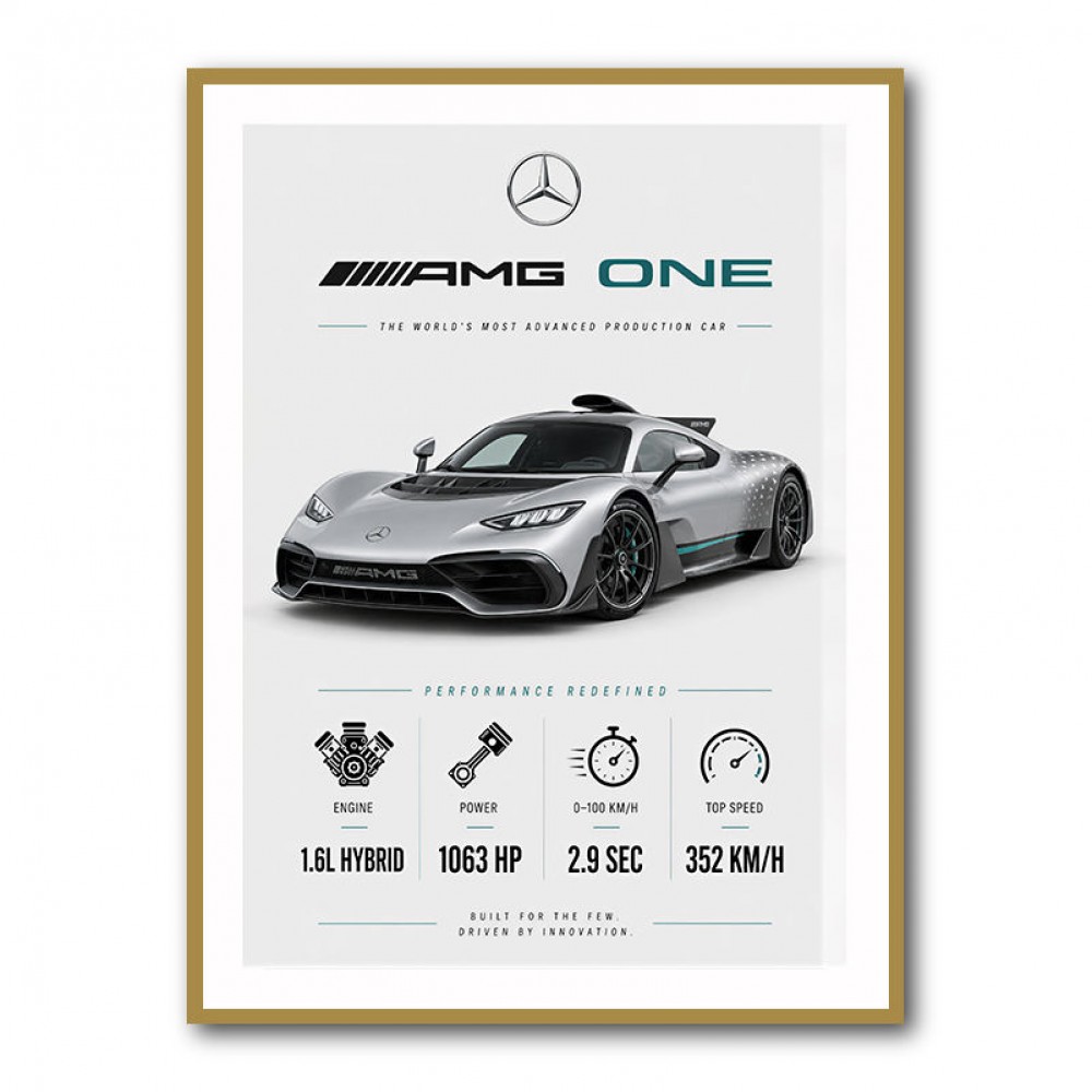 AMG One Silver Hypercar Stats Art Print  