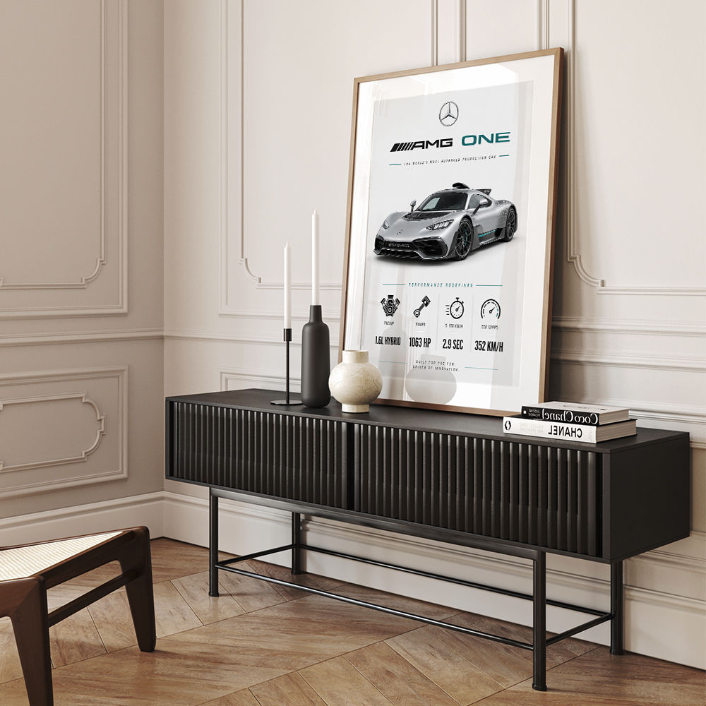 AMG One Silver Hypercar Stats Art Print  