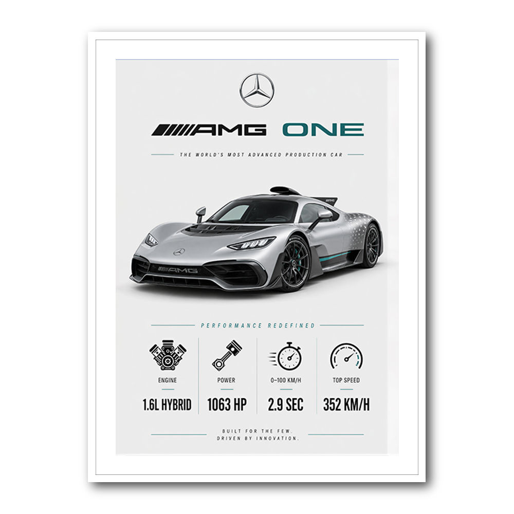 AMG One Silver Hypercar Stats Art Print  