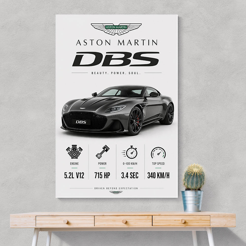 Aston Martin DBS Gray Supercar Wall Art