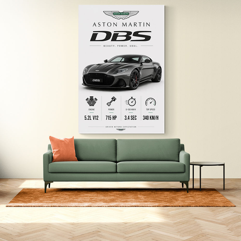 Aston Martin DBS Gray Supercar Wall Art