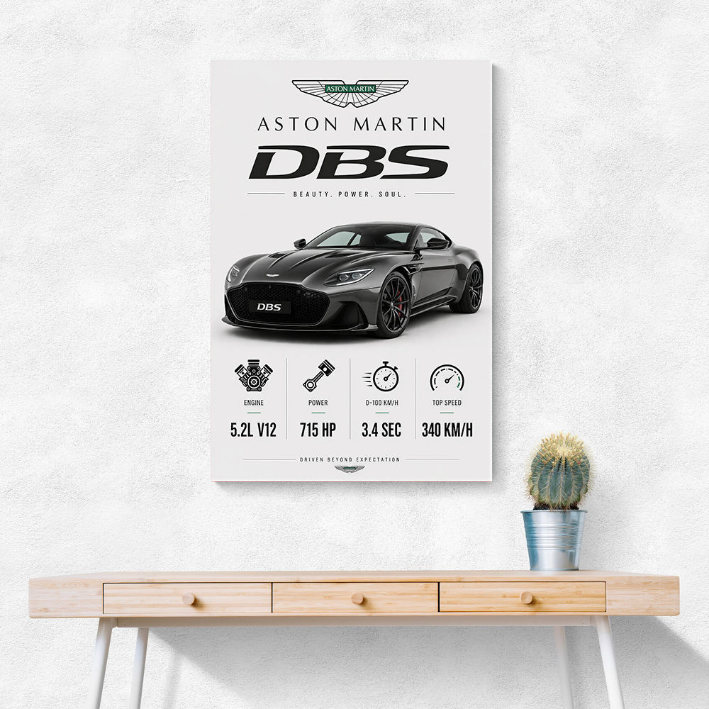 Aston Martin DBS Gray Supercar Wall Art