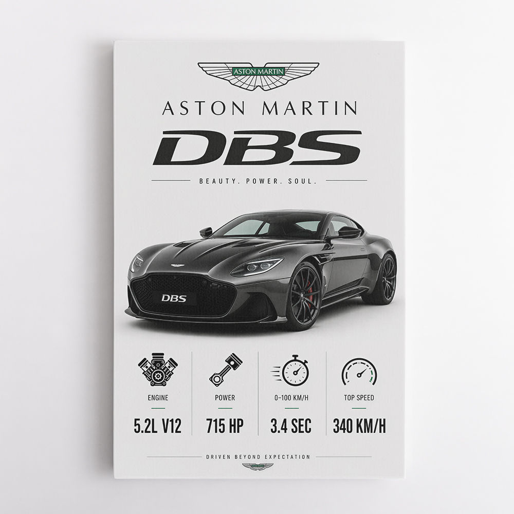 Aston Martin DBS Gray Supercar Wall Art