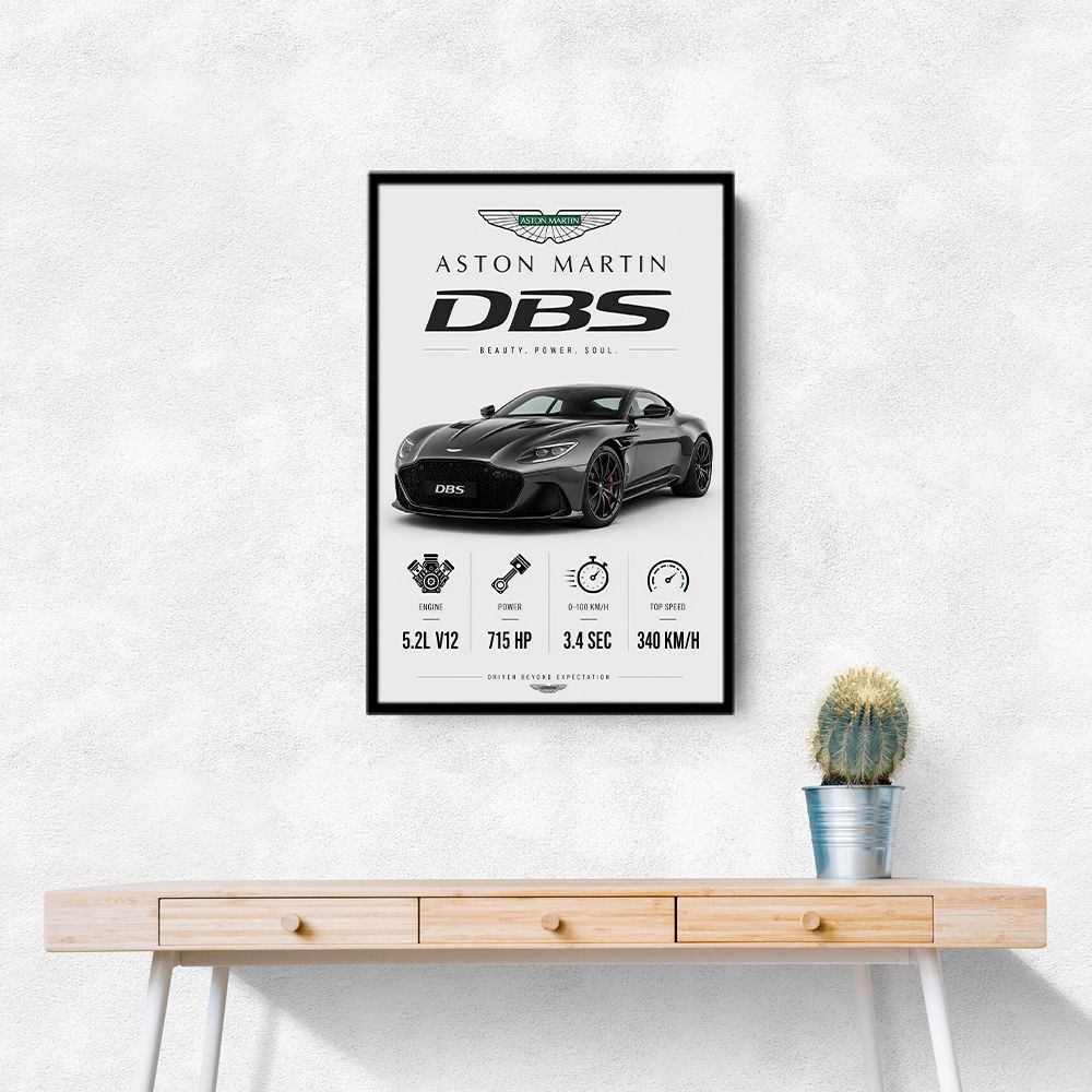 Aston Martin DBS Gray Supercar Wall Art