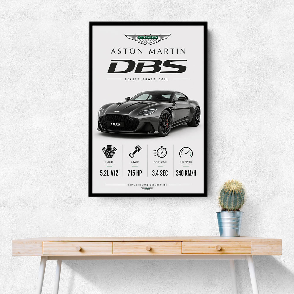 Aston Martin DBS Gray Supercar Wall Art