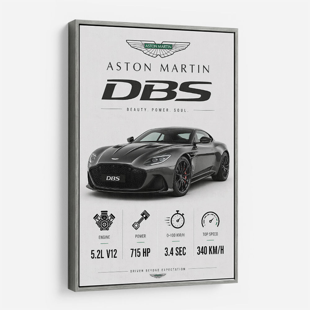 Aston Martin DBS Gray Supercar Wall Art