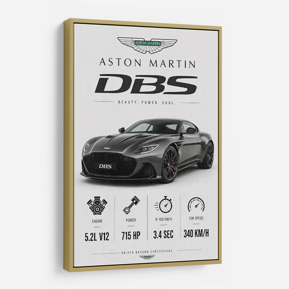 Aston Martin DBS Gray Supercar Wall Art