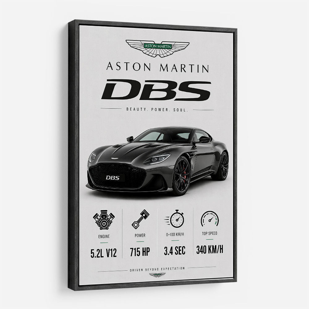 Aston Martin DBS Gray Supercar Wall Art