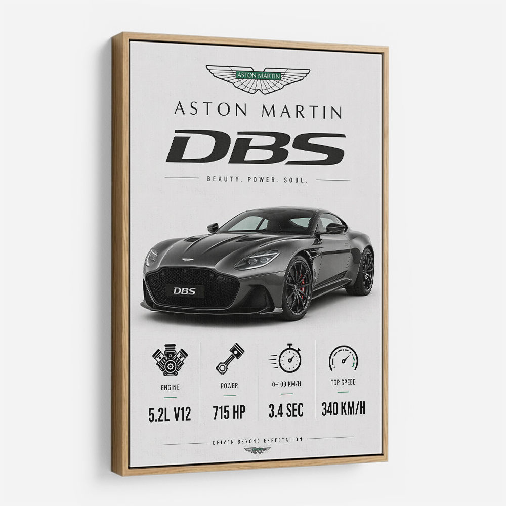 Aston Martin DBS Gray Supercar Wall Art