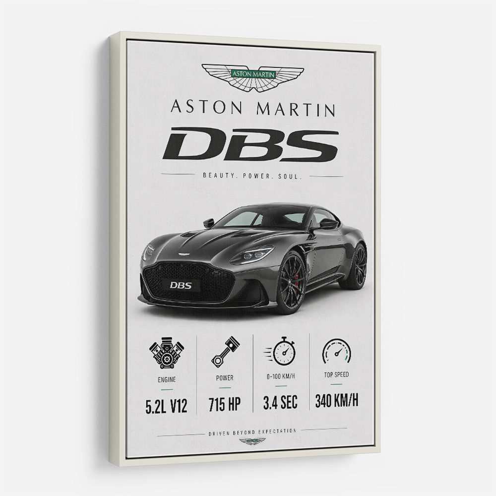Aston Martin DBS Gray Supercar Wall Art