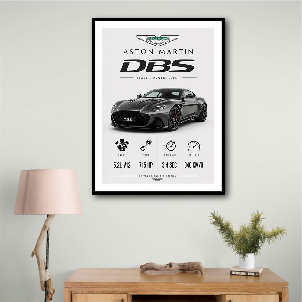 Aston Martin DBS Gray Supercar Wall Art