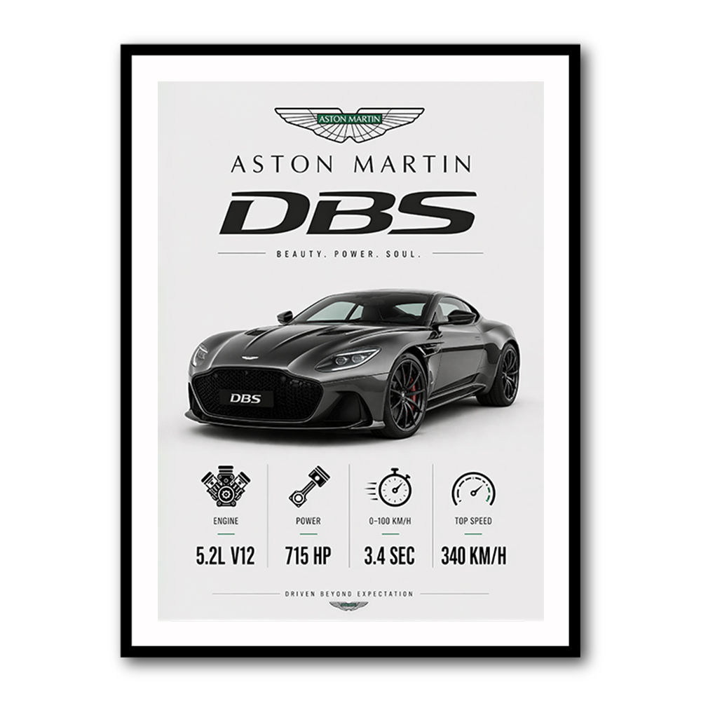 Aston Martin DBS Gray Supercar Wall Art