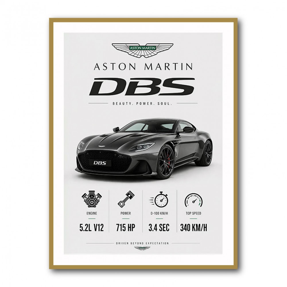 Aston Martin DBS Gray Supercar Wall Art