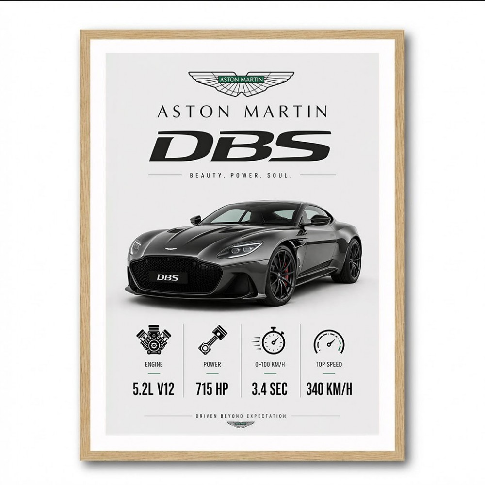 Aston Martin DBS Gray Supercar Wall Art