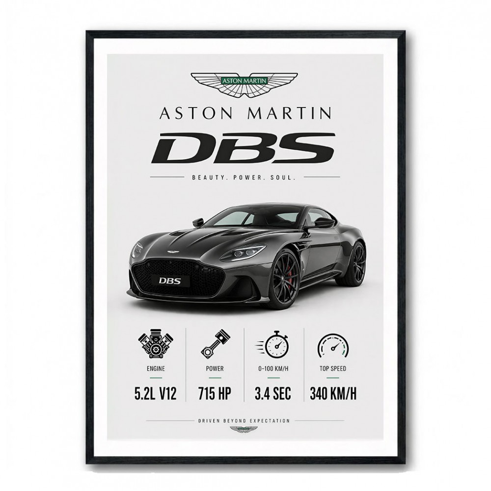Aston Martin DBS Gray Supercar Wall Art