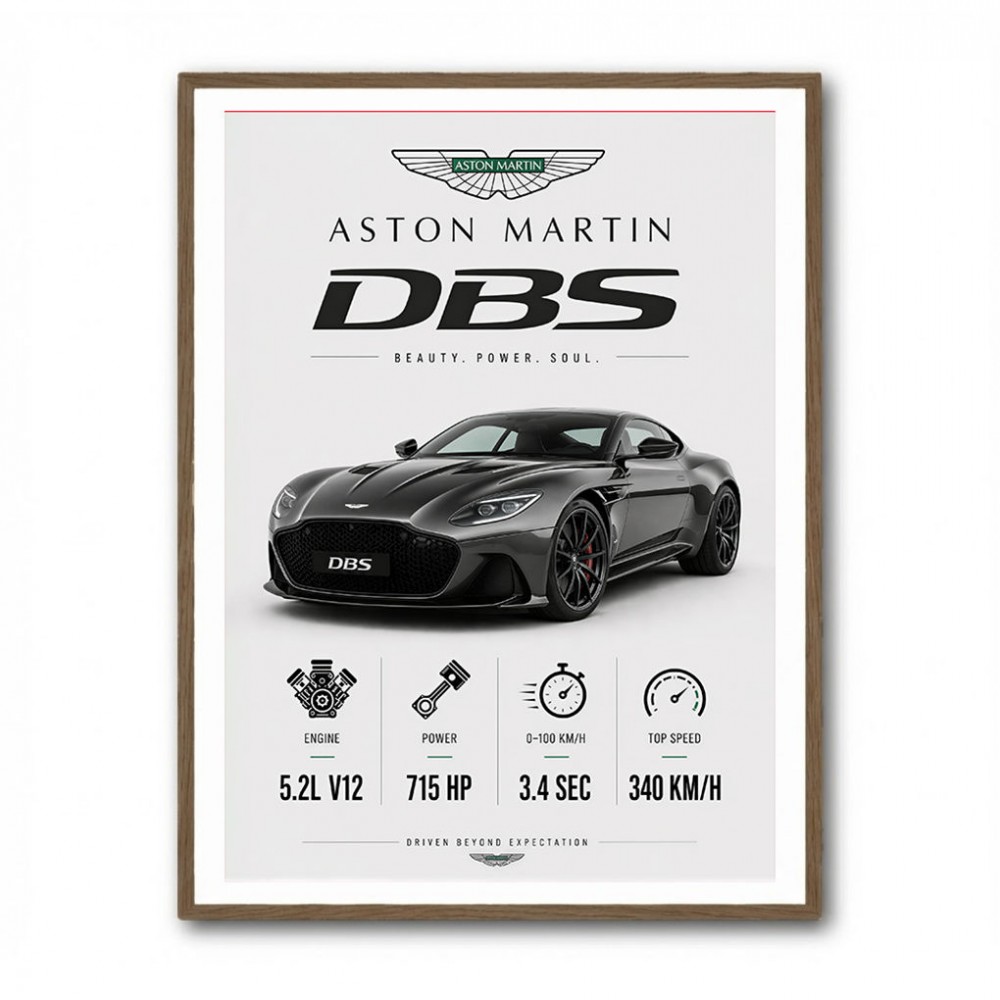 Aston Martin DBS Gray Supercar Wall Art