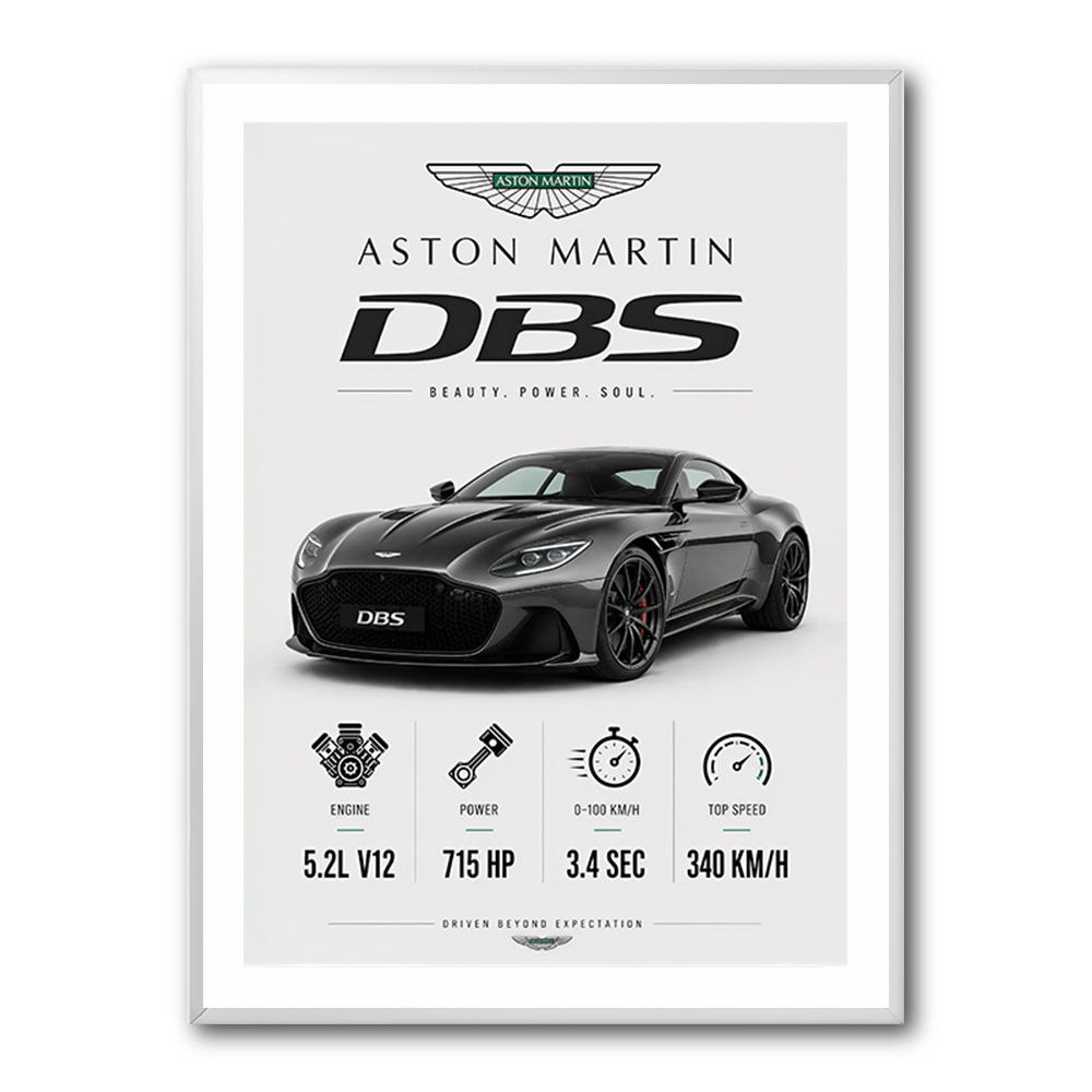 Aston Martin DBS Gray Supercar Wall Art