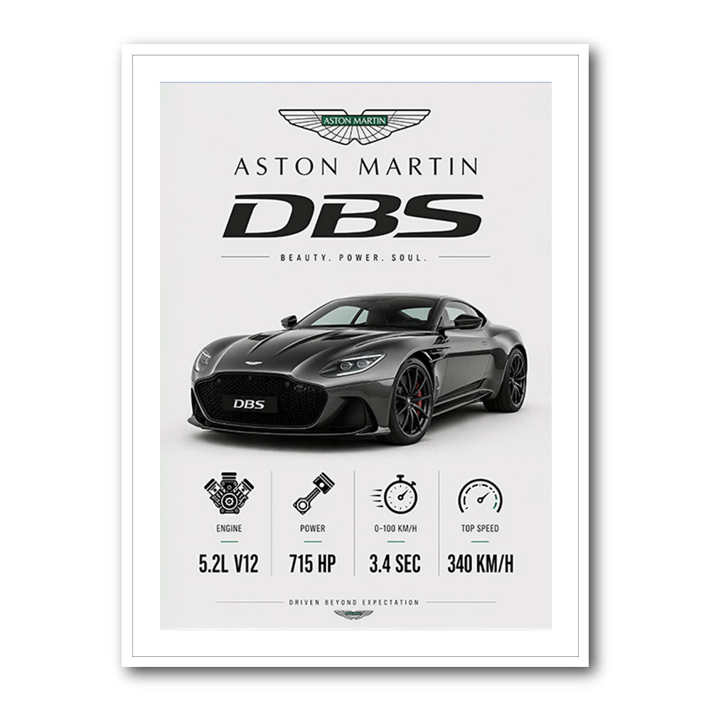 Aston Martin DBS Gray Supercar Wall Art