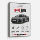 Audi R8 V10 Grey Sports Car Wall Art