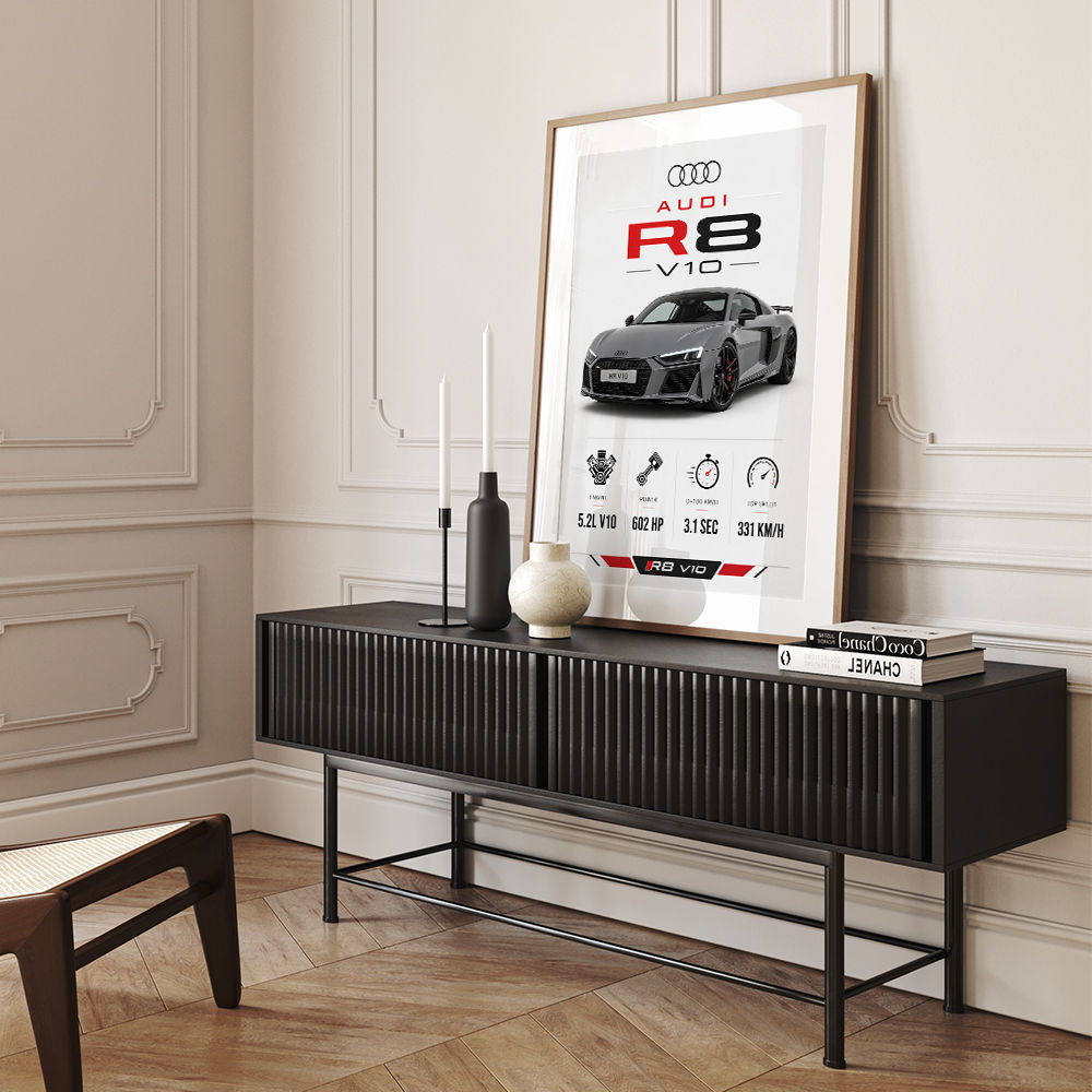 Audi R8 V10 Grey Sports Car Wall Art