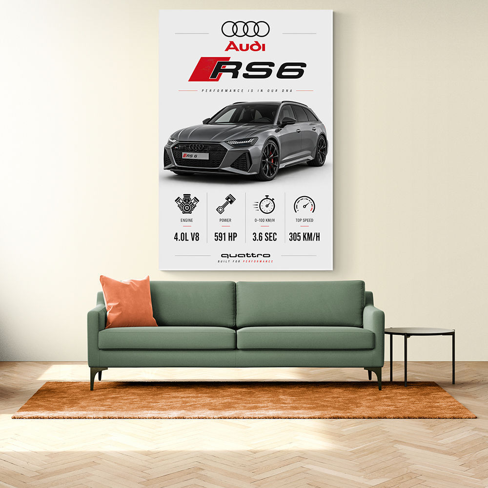 Audi RS6 Grey Performance Wall Art