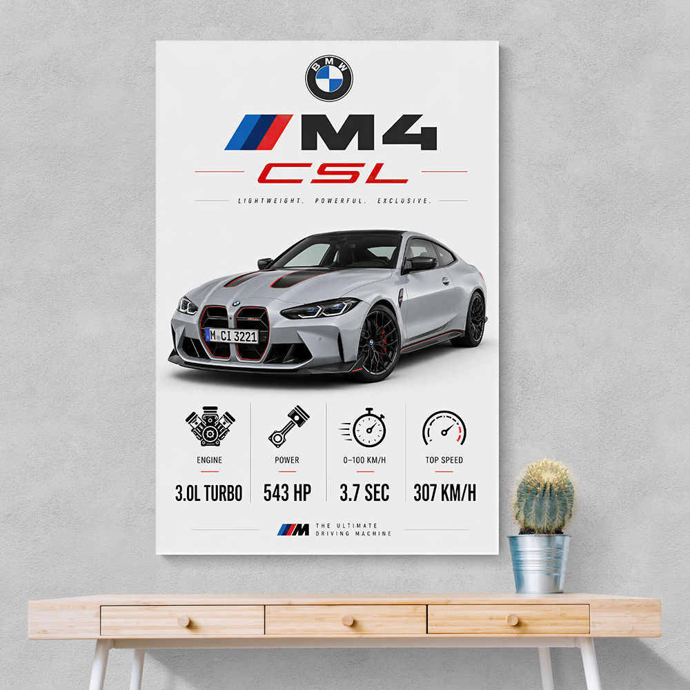 BMW M4 CSL Performance Stats Art Print