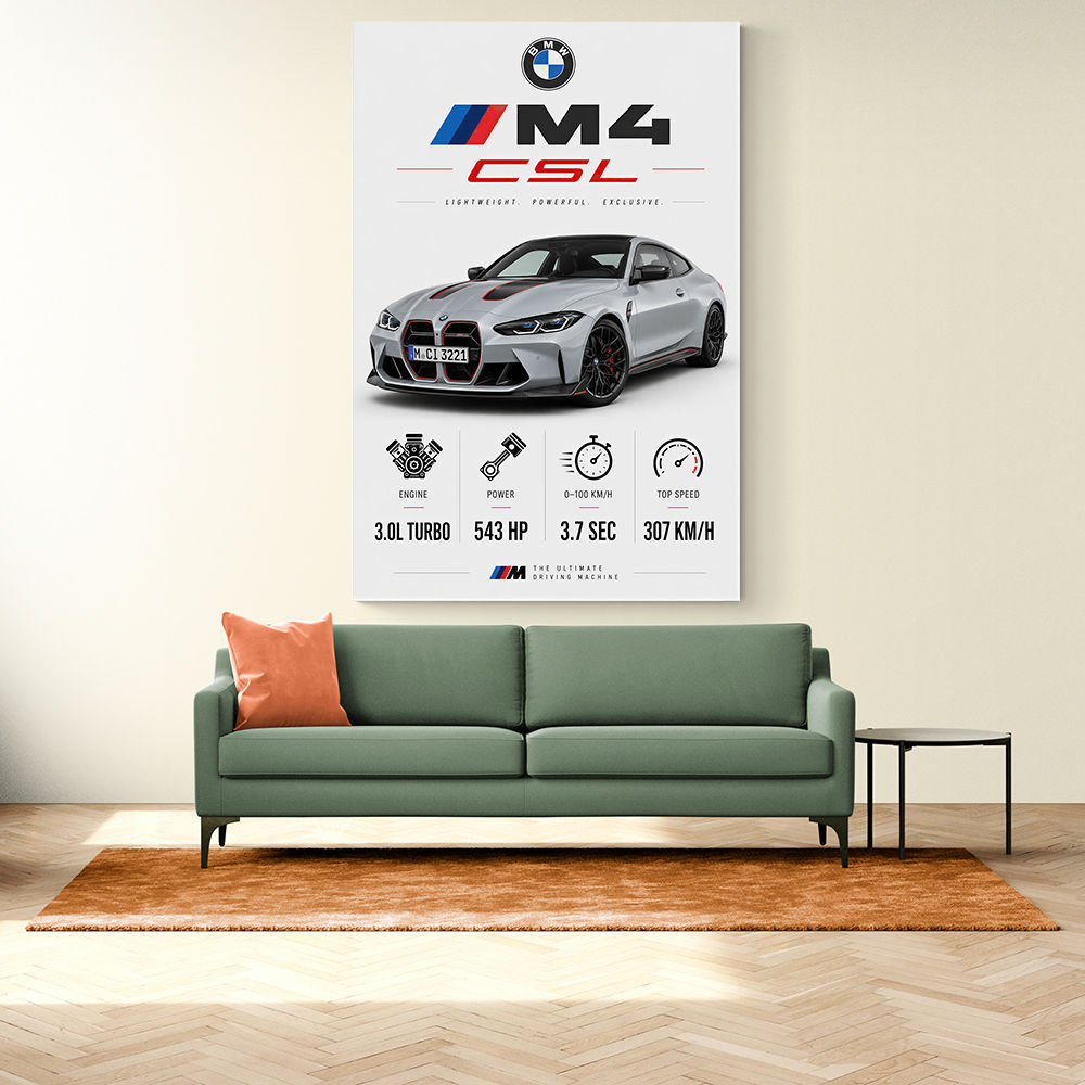 BMW M4 CSL Performance Stats Art Print