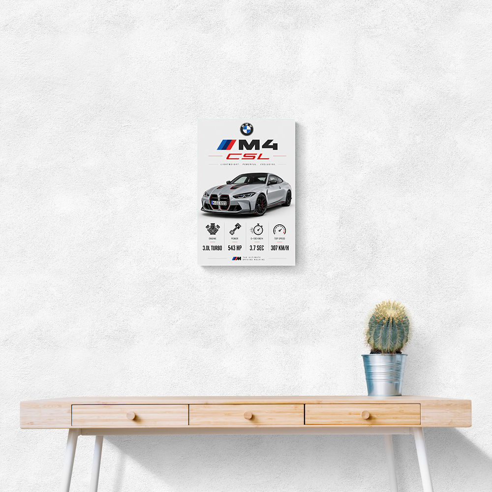 BMW M4 CSL Performance Stats Art Print