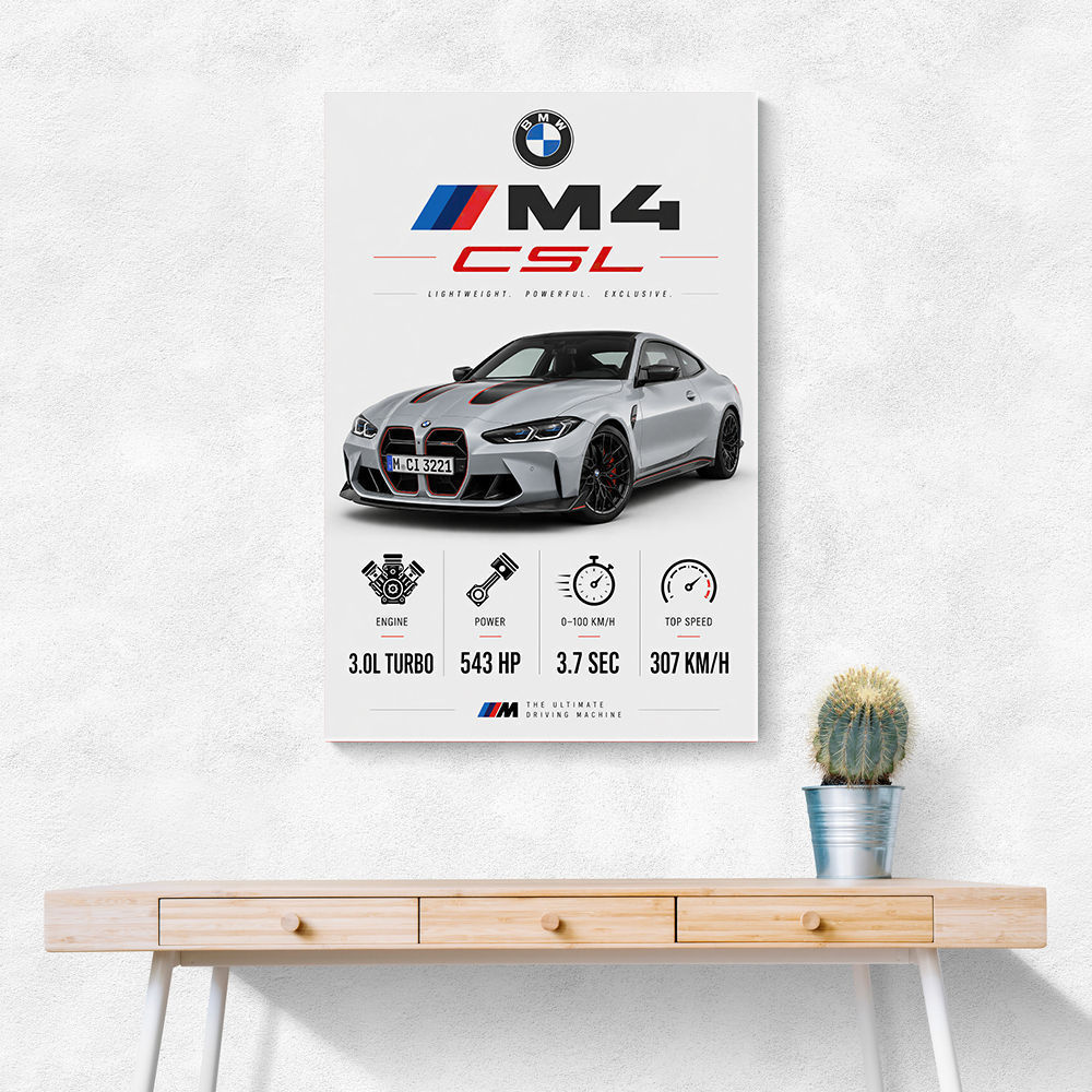 BMW M4 CSL Performance Stats Art Print