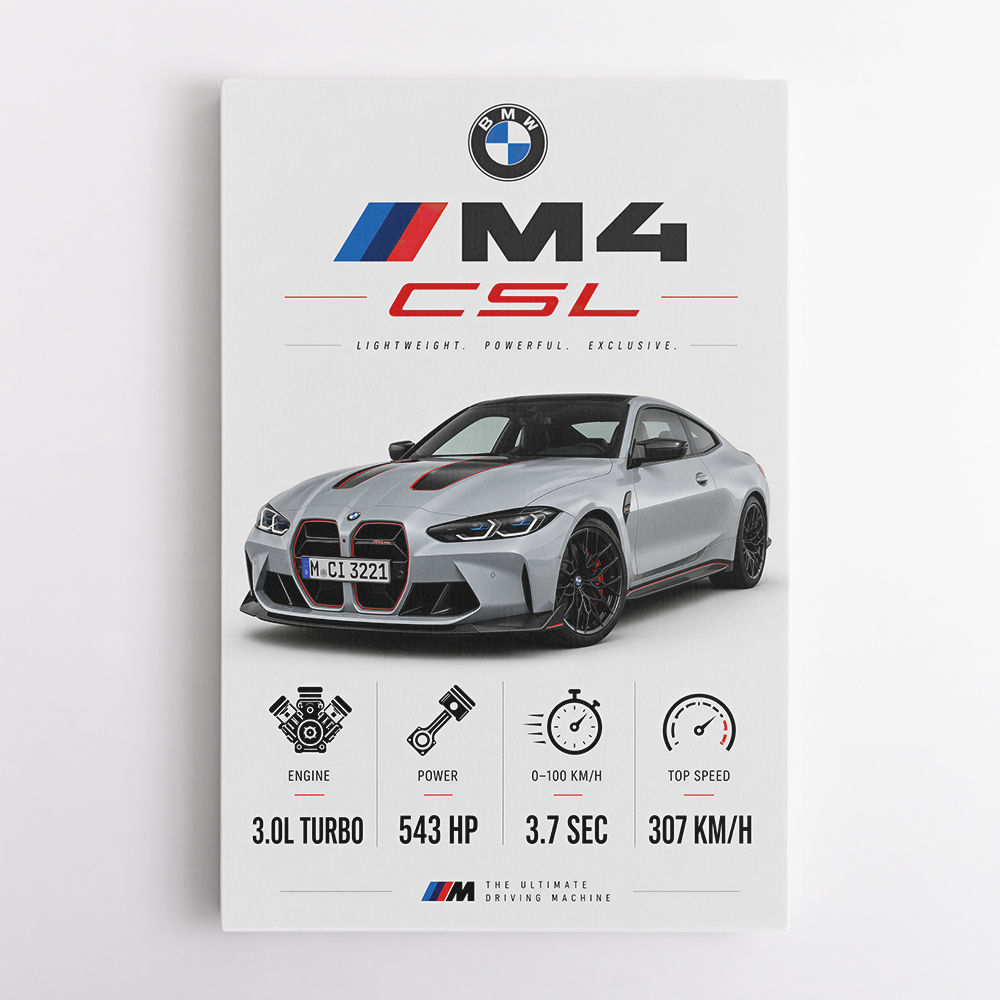 BMW M4 CSL Performance Stats Art Print