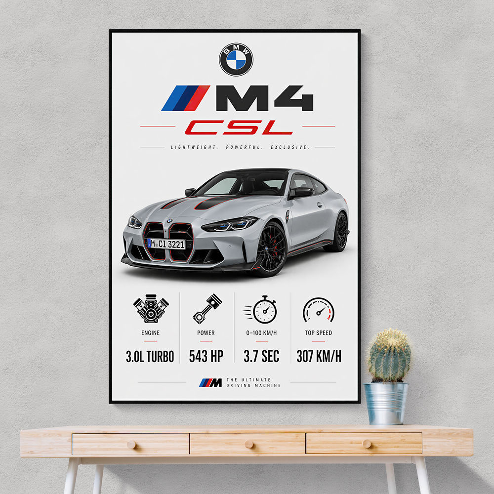 BMW M4 CSL Performance Stats Art Print