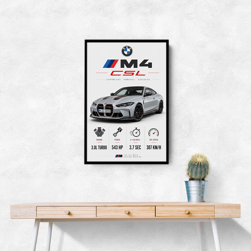 BMW M4 CSL Performance Stats Art Print