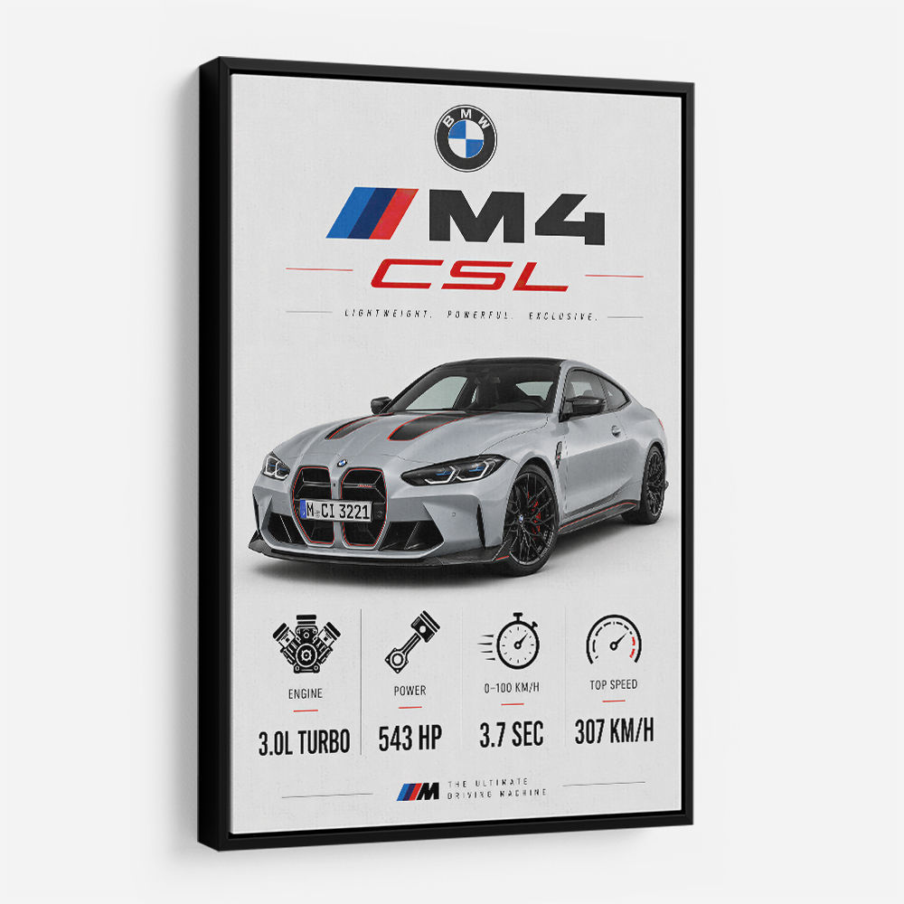 BMW M4 CSL Performance Stats Art Print
